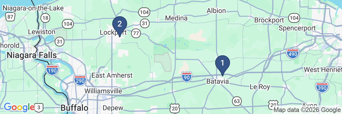 Map showing facility locations