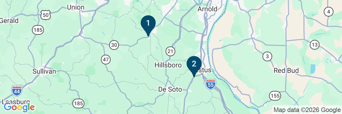 Map showing facility locations
