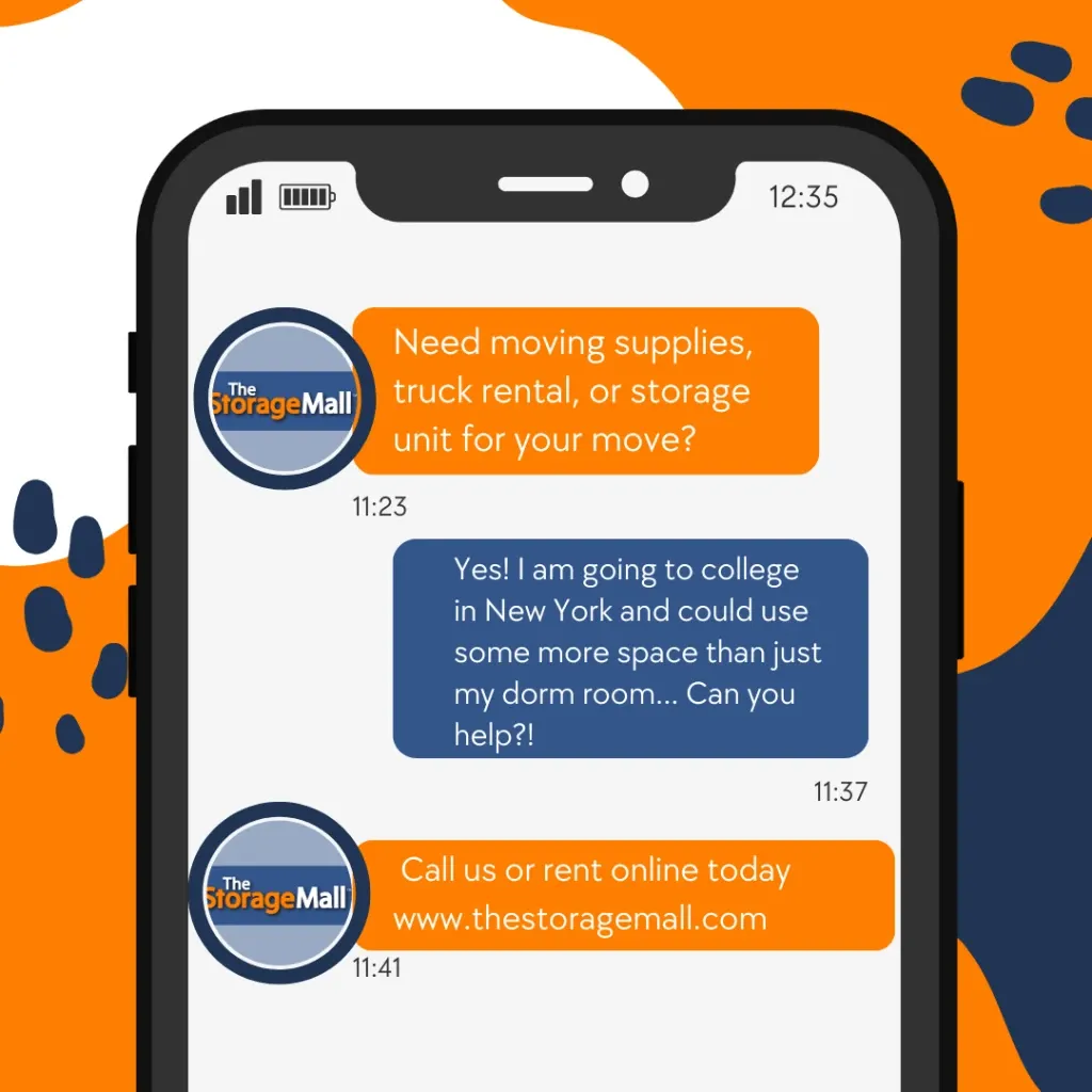 texting | renting a unit | storage unit
