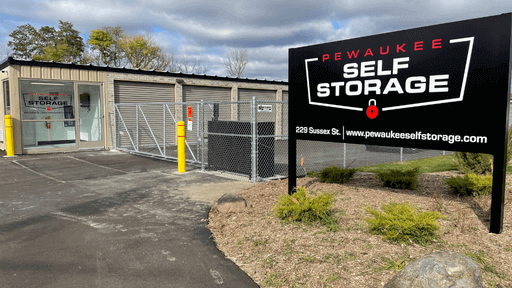 Pewaukee Self Storage office and sign